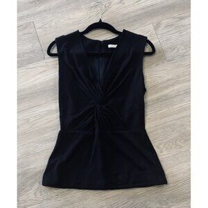 Jason Wu Sleeveless Peplum City Sleeveless Twisted Knot Knit Top-Black Medium